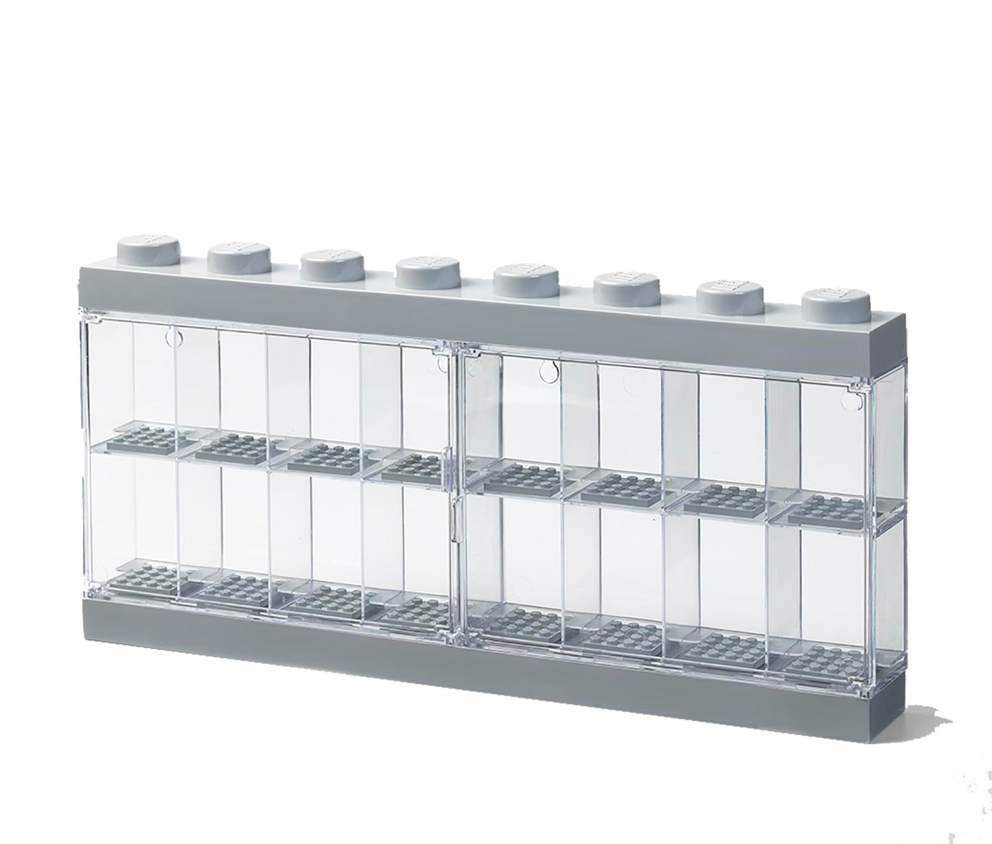 Room Copenhagen, Lego Minifigure Display Case - Stackable Storage Container For Desktop Or Wall Mounting - 15.04 X 7.24In - 8 Stud, Medium Stone Grey - Holds 16 Standard Brick People