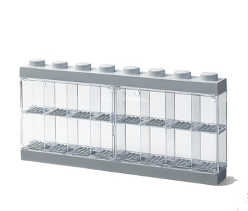 Room Copenhagen, Lego Minifigure Display Case - Stackable Storage Container For Desktop Or Wall Mounting - 15.04 X 7.24In - 8 Stud, Medium Stone Grey - Holds 16 Standard Brick People