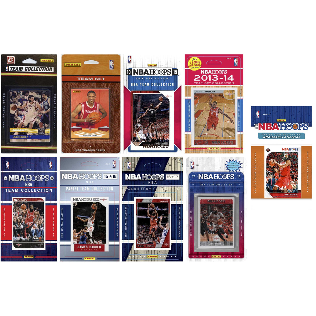 NBA Houston Rockets 9 Different Licensed Trading Card Team Sets