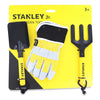 Stanley Jr Garden Hand Tool 3 Piece Set | Hand Spade | Hand Fork | Work Gloves