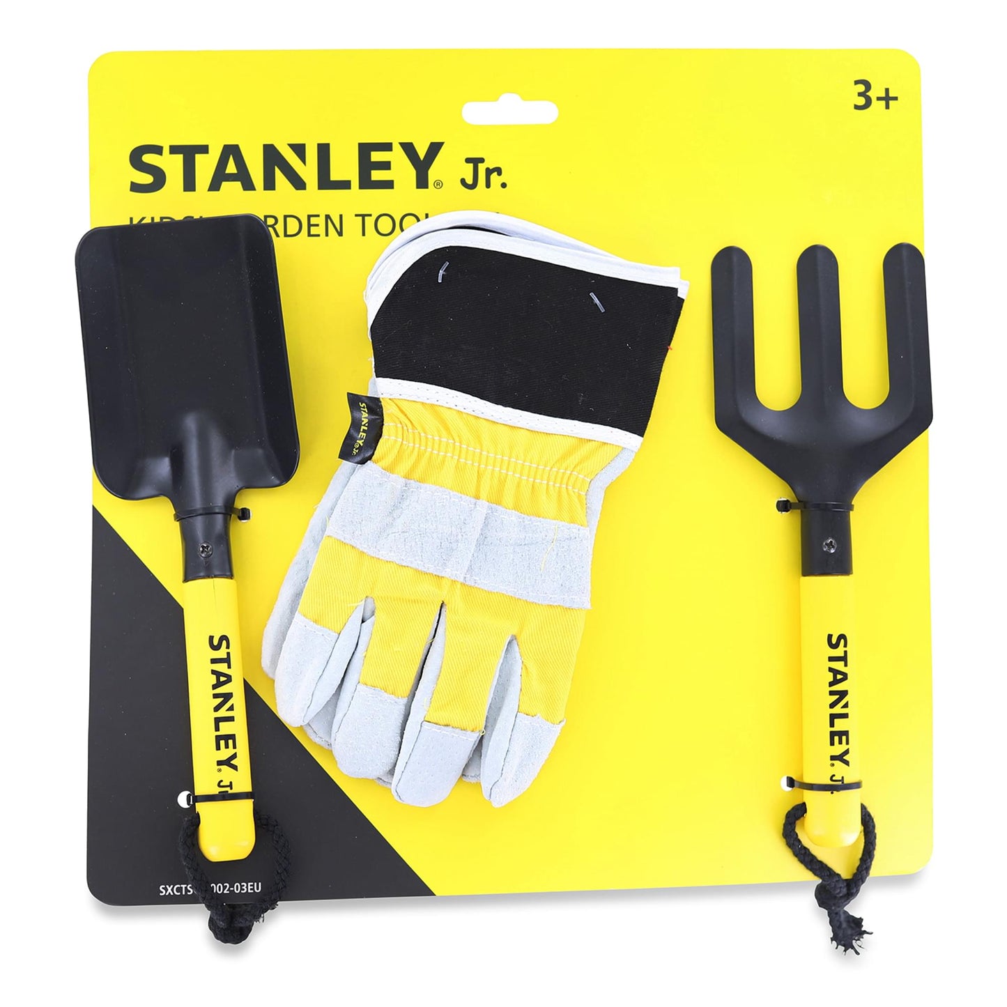 Stanley Jr Garden Hand Tool 3 Piece Set | Hand Spade | Hand Fork | Work Gloves