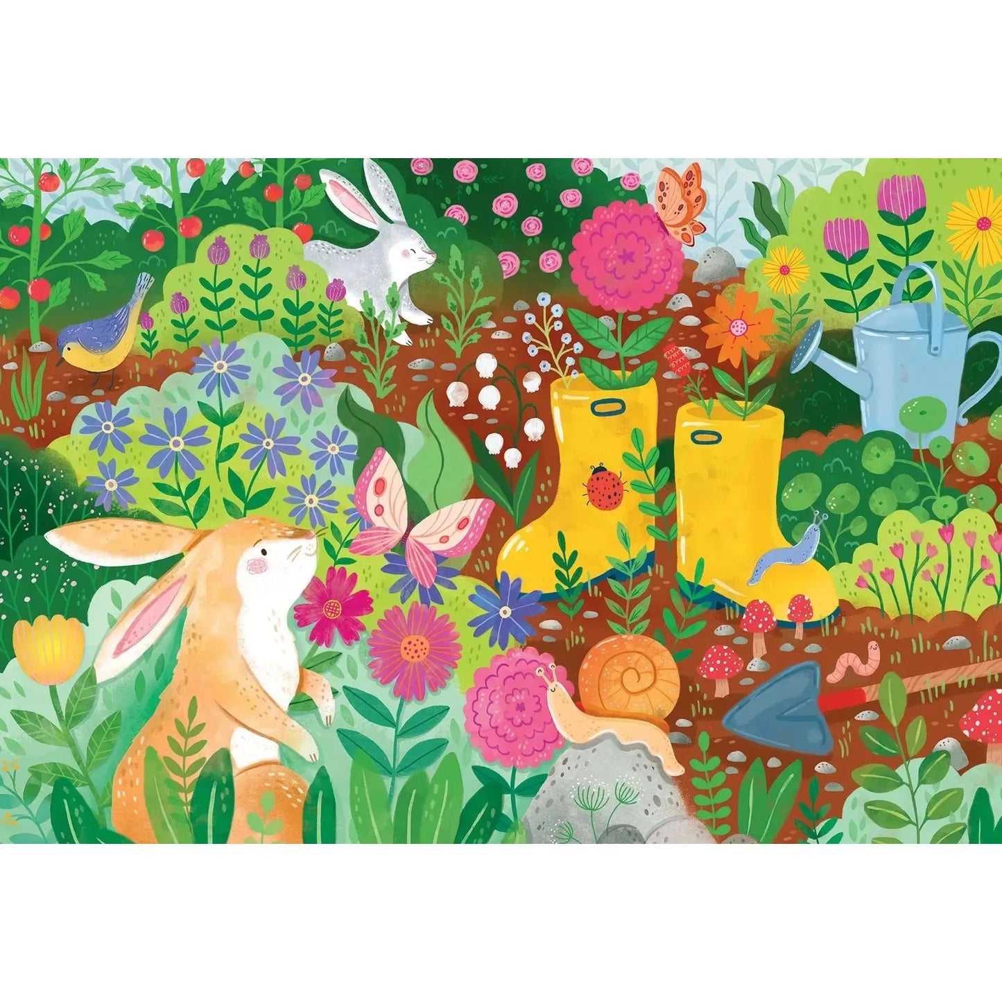 Rabbit Garden 100 Large Piece Jigsaw Puzzle Cobble Hill