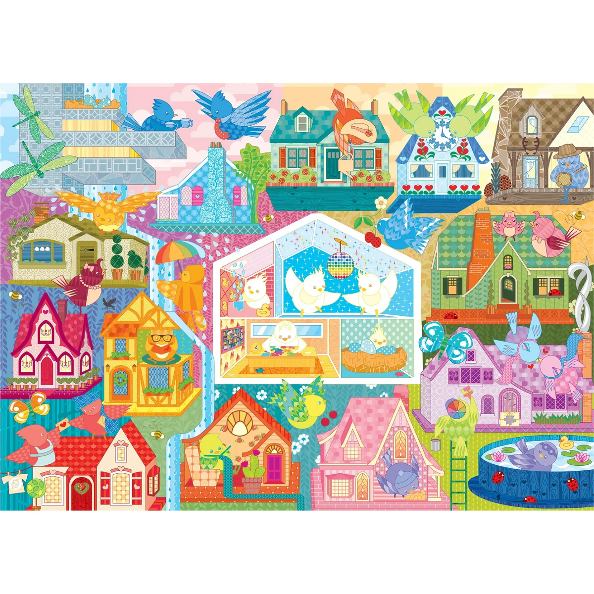 Rainbow Birdies "Speed Puzzle" 500 Piece Jigsaw Puzzle Cobble Hill