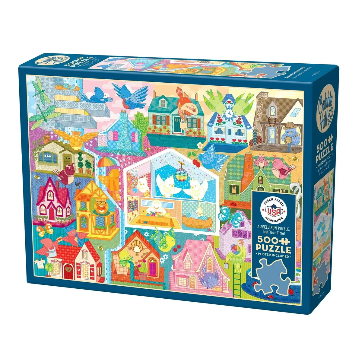 Rainbow Birdies "Speed Puzzle" 500 Piece Jigsaw Puzzle Cobble Hill