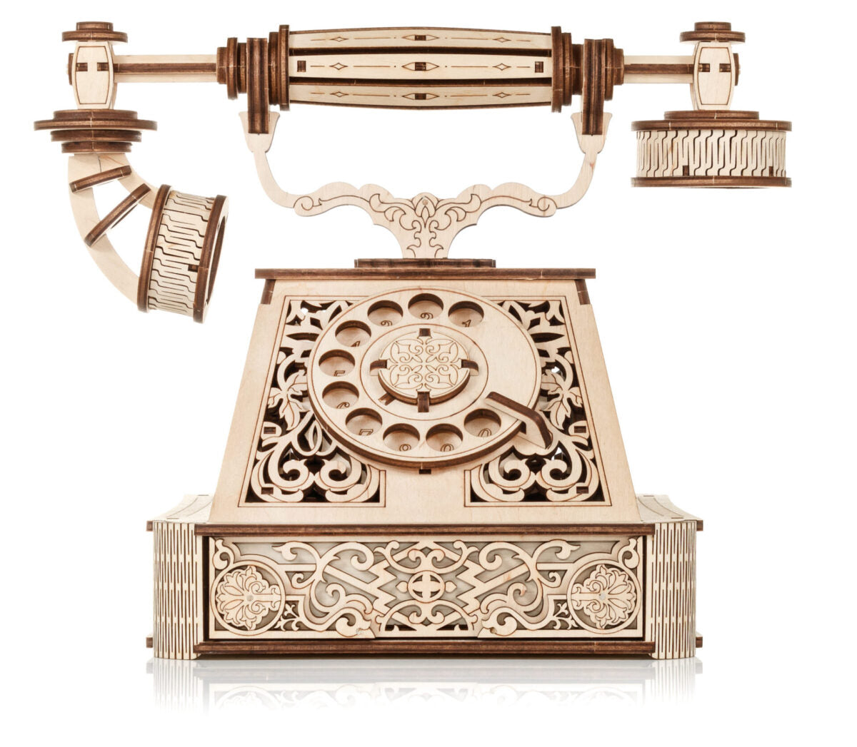 Retro Telephone — Mechanical Wooden Model, 232 Pieces