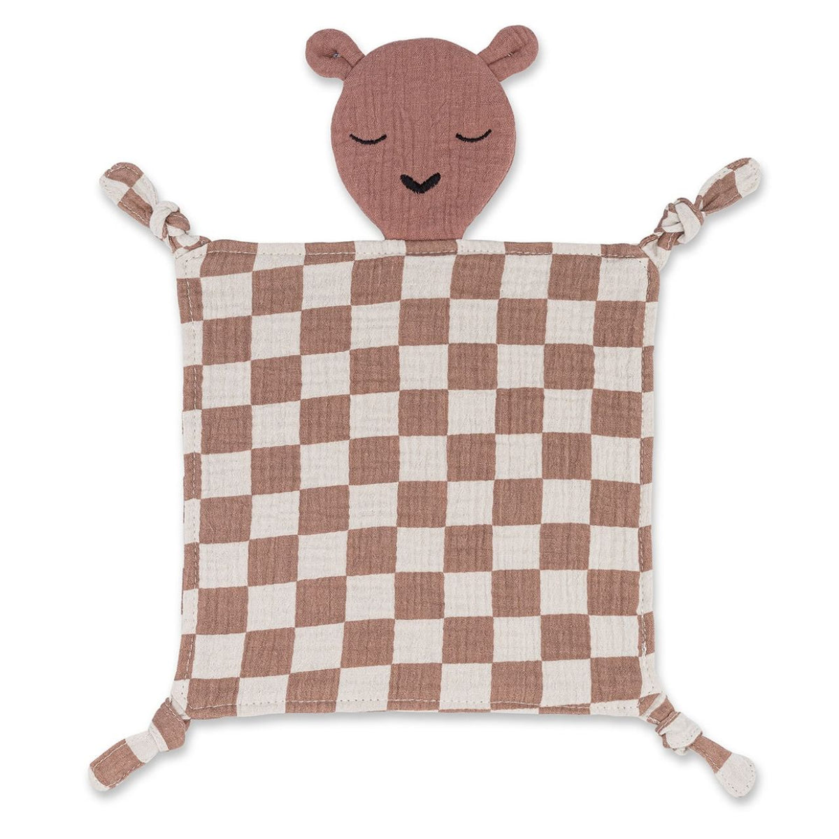 100% Muslin Lovey - Rosewood Checker