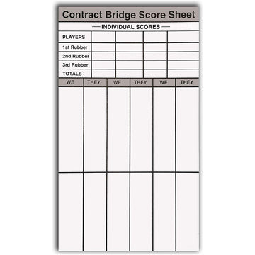 Rubber Bridge Score Pads - Pack of 6 Pads