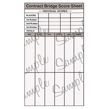 Rubber Bridge Score Pads - Pack of 6 Pads