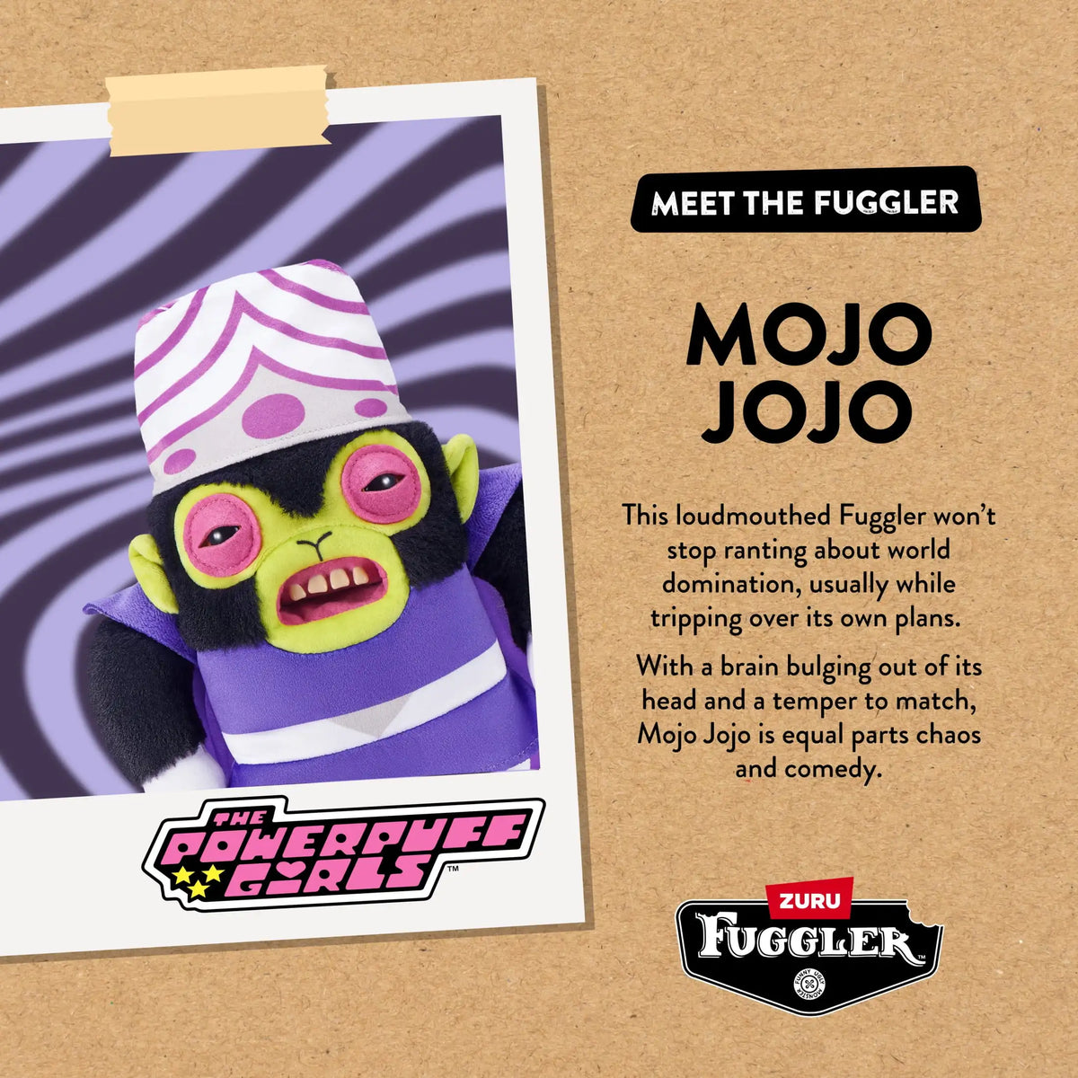 Fugglers Powerpuff Girls Funny Ugly Teeth Monster Soft Stuffed Plush Toy Collectible Soft Plushies Cute Cartoon 22CM (Mojo Jojo)