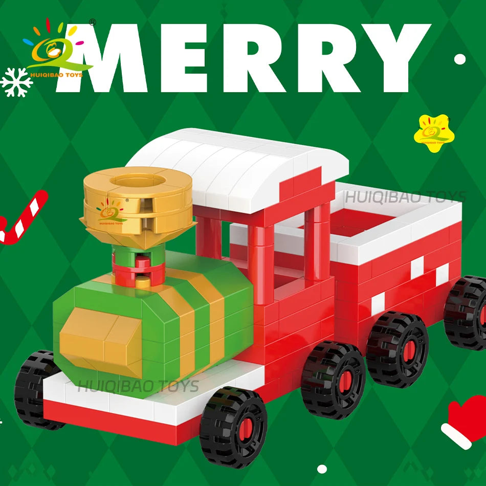 HUIQIBAO Children Mini Christmas Tree Santa Claus Model Micro Bricks Building Block DIY Snowman Elk Bricks Toys for Adult Gift