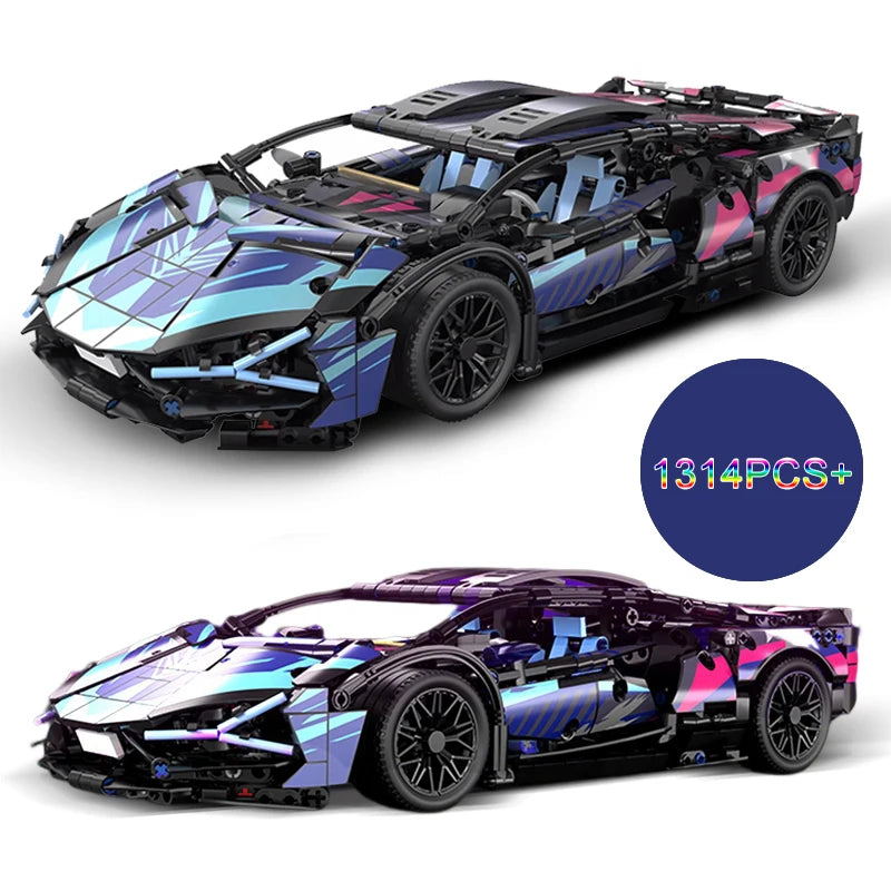 1:14 Technical Building Blocks Racing Car Model Collectible Car Construction Toys For Boy Desktop Decorations Model 1314PCS