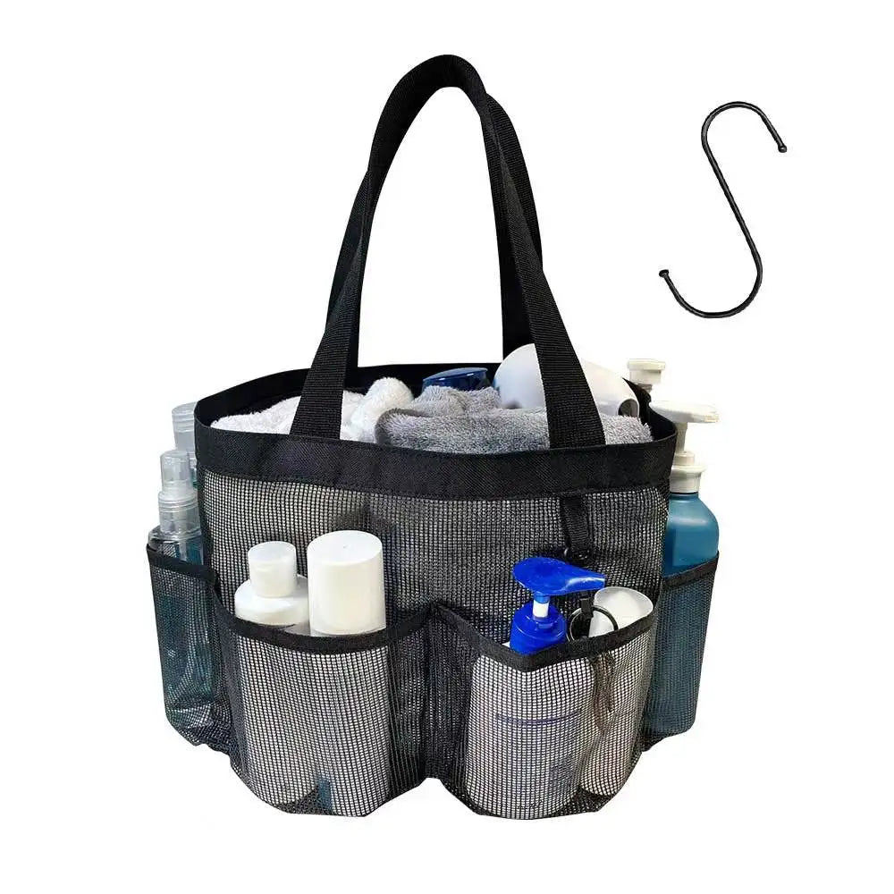 Mesh Shower Caddy Portable with Hanging Large Capacity and 8 Pockets for College Dorm Essentials, Camping, Kids, Beach, Pool, Gym