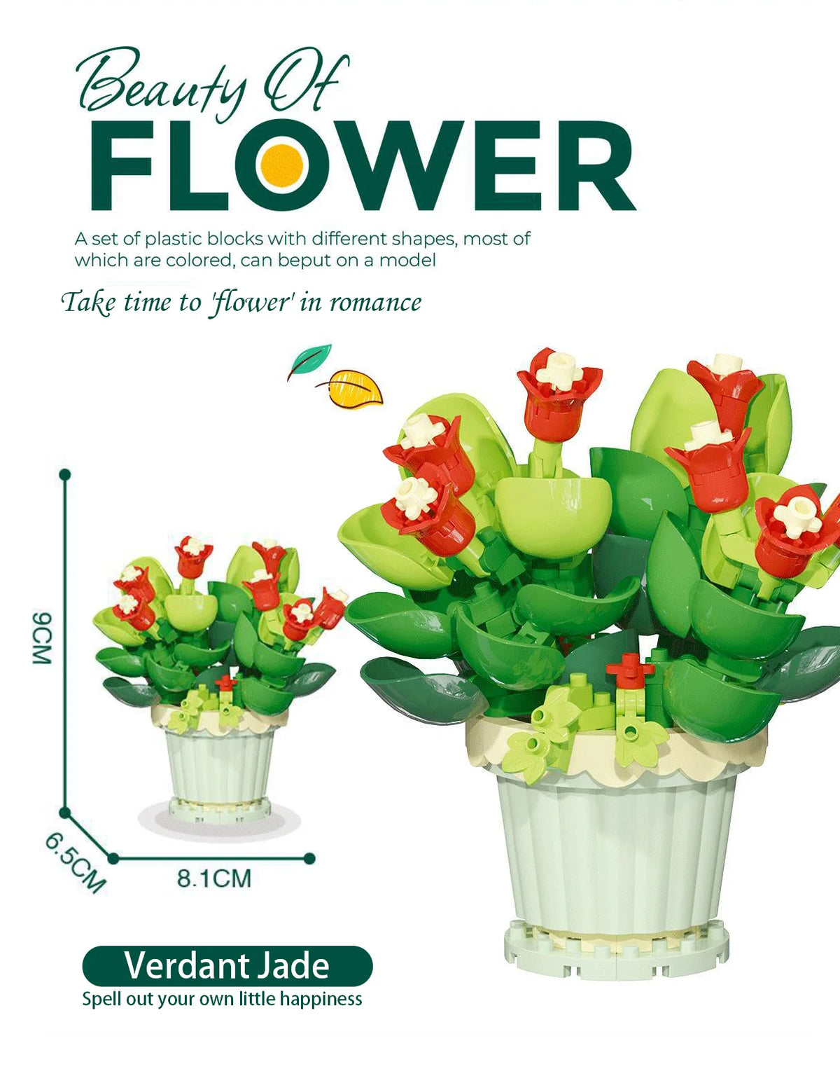 Small Particle Building Block Home Decor Series Flower Potted Plant Toys Set with Permanent Flowers Gift for Plant Arrangements
