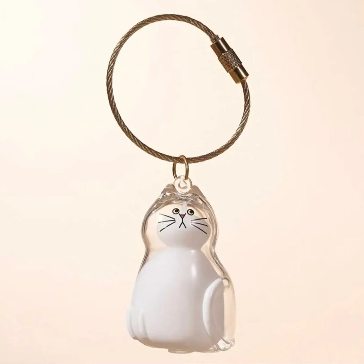 Adorable Cat Hair Storage Pendant Keychain Transparent Cat/Dog Hair Storage Container for Pet Lover DIY Pet Memorial Keychain