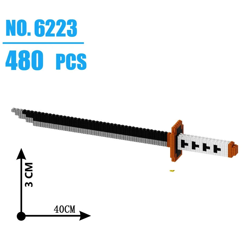 480Pcs Samurai Sword Building Blocks Ninja Blade Katana Japanese Anime Butterfly Nichirin Knife Bricks Toys For Children Adult