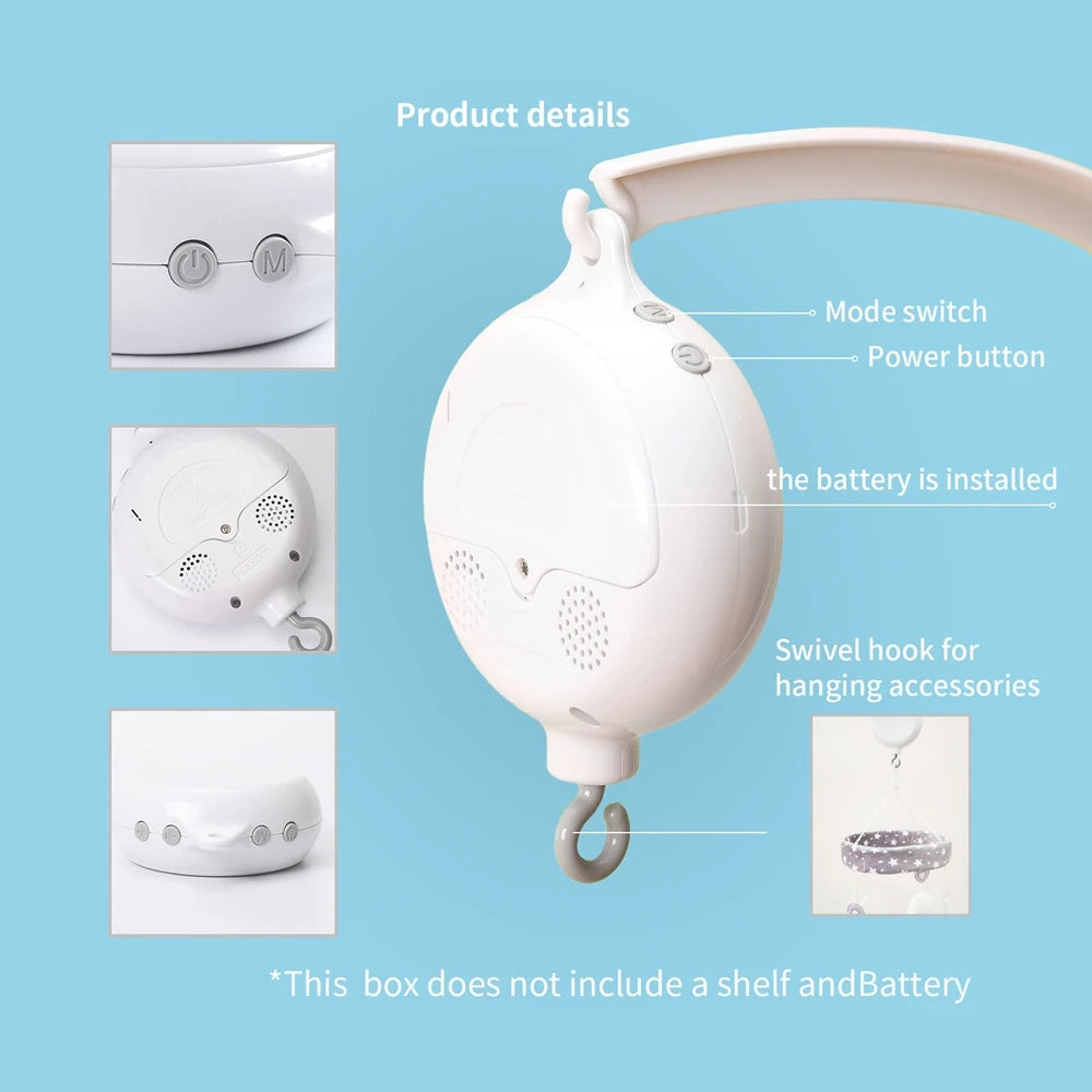 Baby Rattle Toys 0-12 Months White Rotary Mobile On The Bed Newborn Music Box Bed Bell Toy Holder Bracket Bluetooth/Remote Box