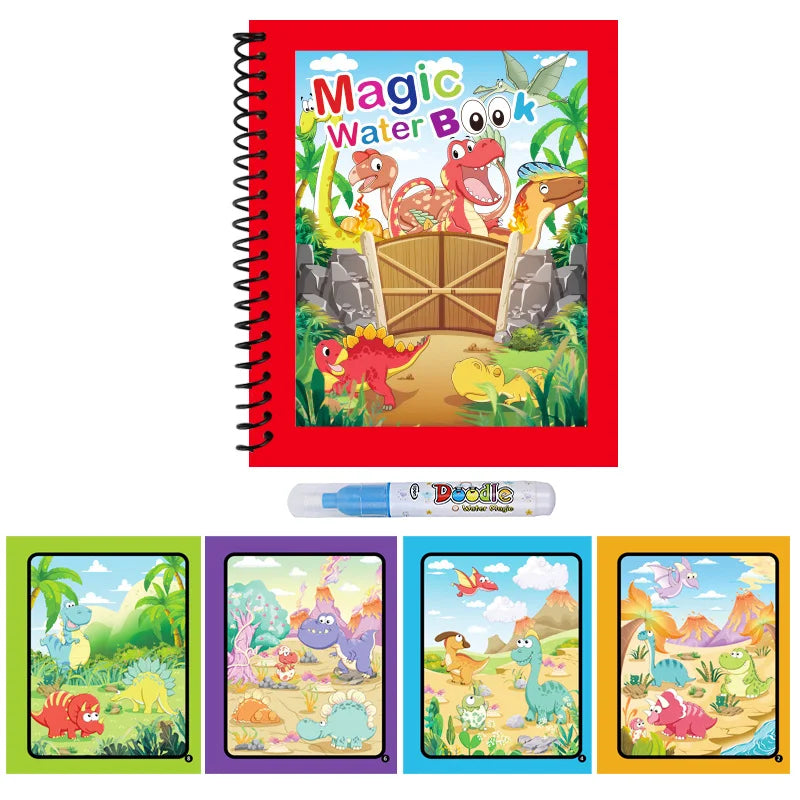 NEW Children Animal Cartoon Painting Book  Magic Water Book with Water Pen for Kids Birthday Christmas New Year Gift for Kids