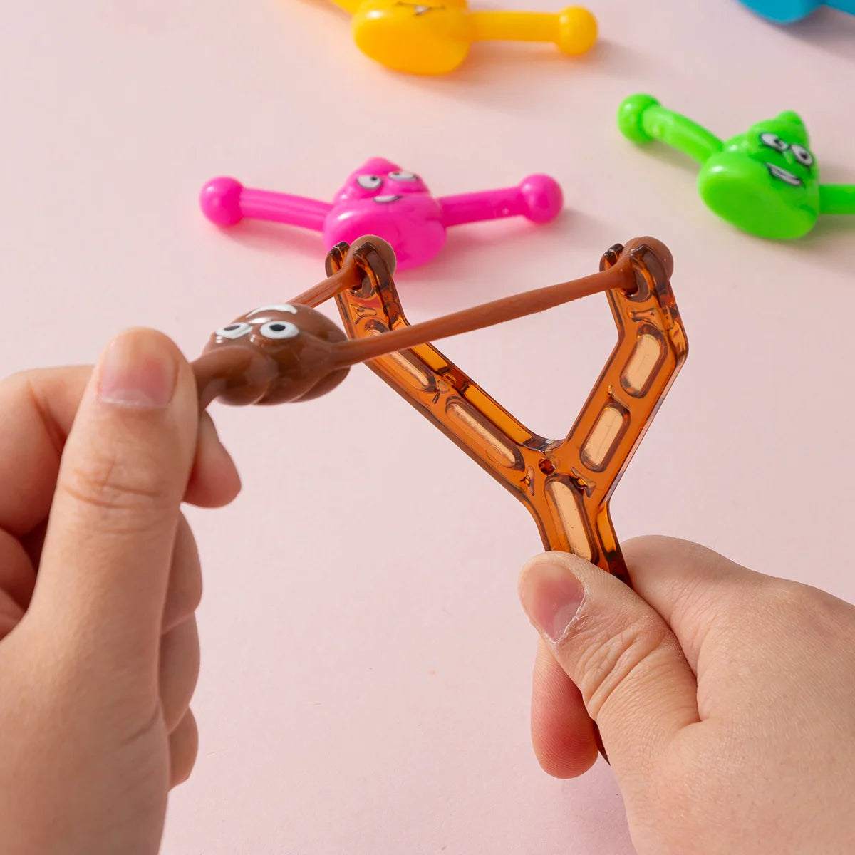5PCS Funny Shooting Slingshot Prank Fake Poop Poo Game Antistress Children's Day Decompression Toy Kids Birthday Party Gift