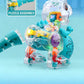 Electric Dinosaur Toy Car for Kids Robot Pet Universal Wheel Bump and Go Swing Toy Transparent Gear with Lights and Music