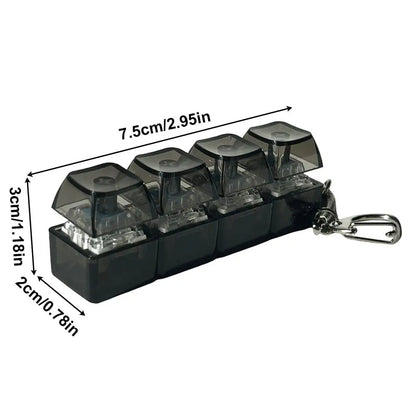 LED Keyboard Keychain Fidget Toys Crystal Clicker Sensory Toy for Stress Relief Keyboard Keychain Fidget Gadget for Adults Kids