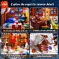 KAVOWORLD 1614PCS Christmas Gingerbread House Building Blocks Set with LED Lights Festive Winter Holiday Construction Toy Interior Architecture Model Kit Educational Construction Toy Family Activity Gift for Kids Home Decor f