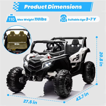 Joyracer 24 Volt Ride on Toys with Remote, 4WD Power UTV Wheels with 800W Motors, Bluetooth, Spring Suspension, LED Light, 3 Speeds, Black