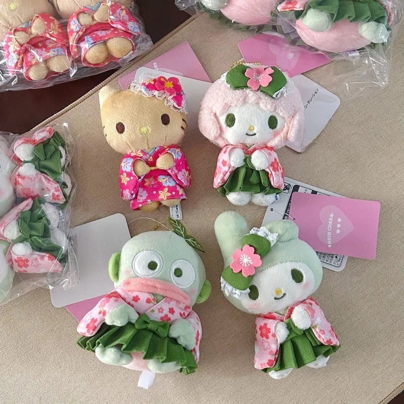 Cartoon matcha My Sweet Piano Melody Hangyodon plush toy keychain kawaii Black Kimono Hello Kitty Soft Plushie Doll  bag charm