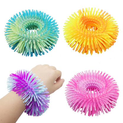1/4PCS Dense Hair Bracelets Fidget Toys Contrast Color Stress Relief Stretch String Sensory Toys for Kids Gifts Classroom Prizes