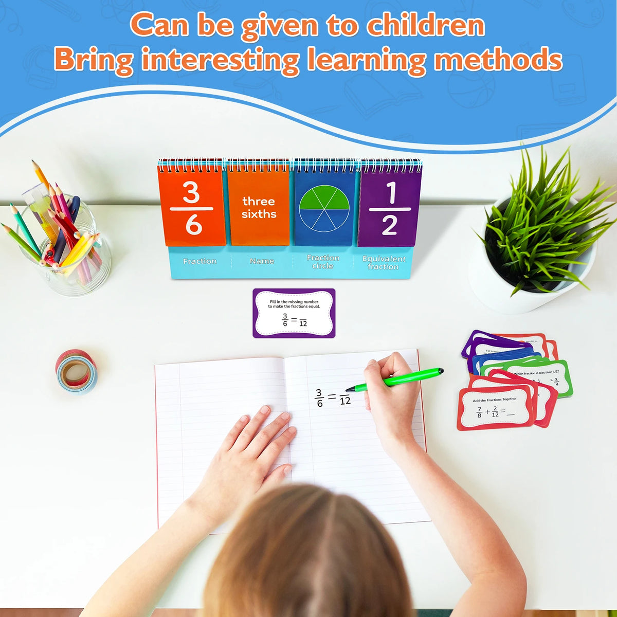 Math Fraction Flip Calendar, Early Math Learning Tool for Kids, Interactive Educational Toy for Home & School