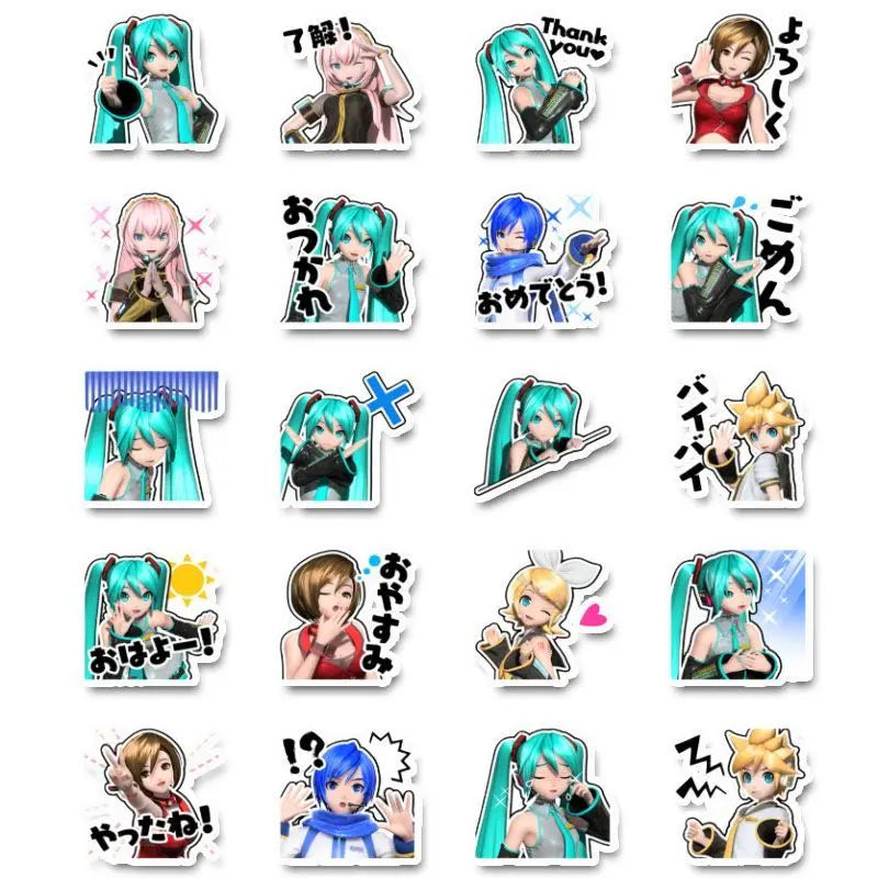 Hatsune Miku Cartoon Cute 80pcs Stickers Kawaii Anime DIY Q-Version Waterproof Decorative Stickers Anime Merchandise Wholesale