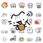 72PCS Line Kitten Daily Graffiti Sticker Cute Cat Cartoon Decal for Laptop Phone Guitar Cup Skateboard Waterproof Sticker