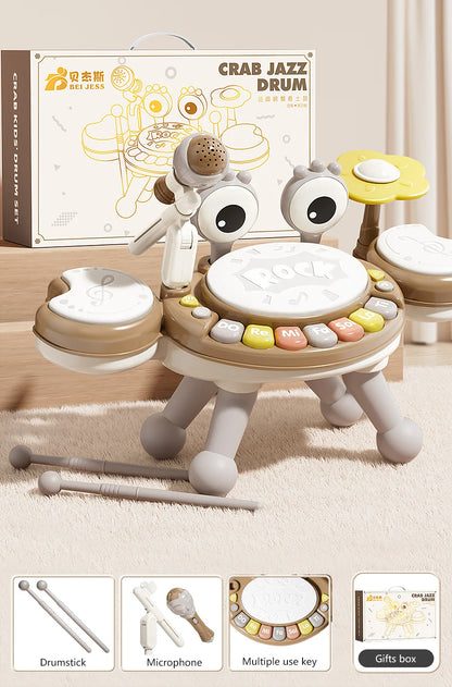 4 in 1 Kids Piano Toy with Xylophone Karaoke Microphone Drums Lights Musical Sensory Learning Educational Toy for 3Years Toddler