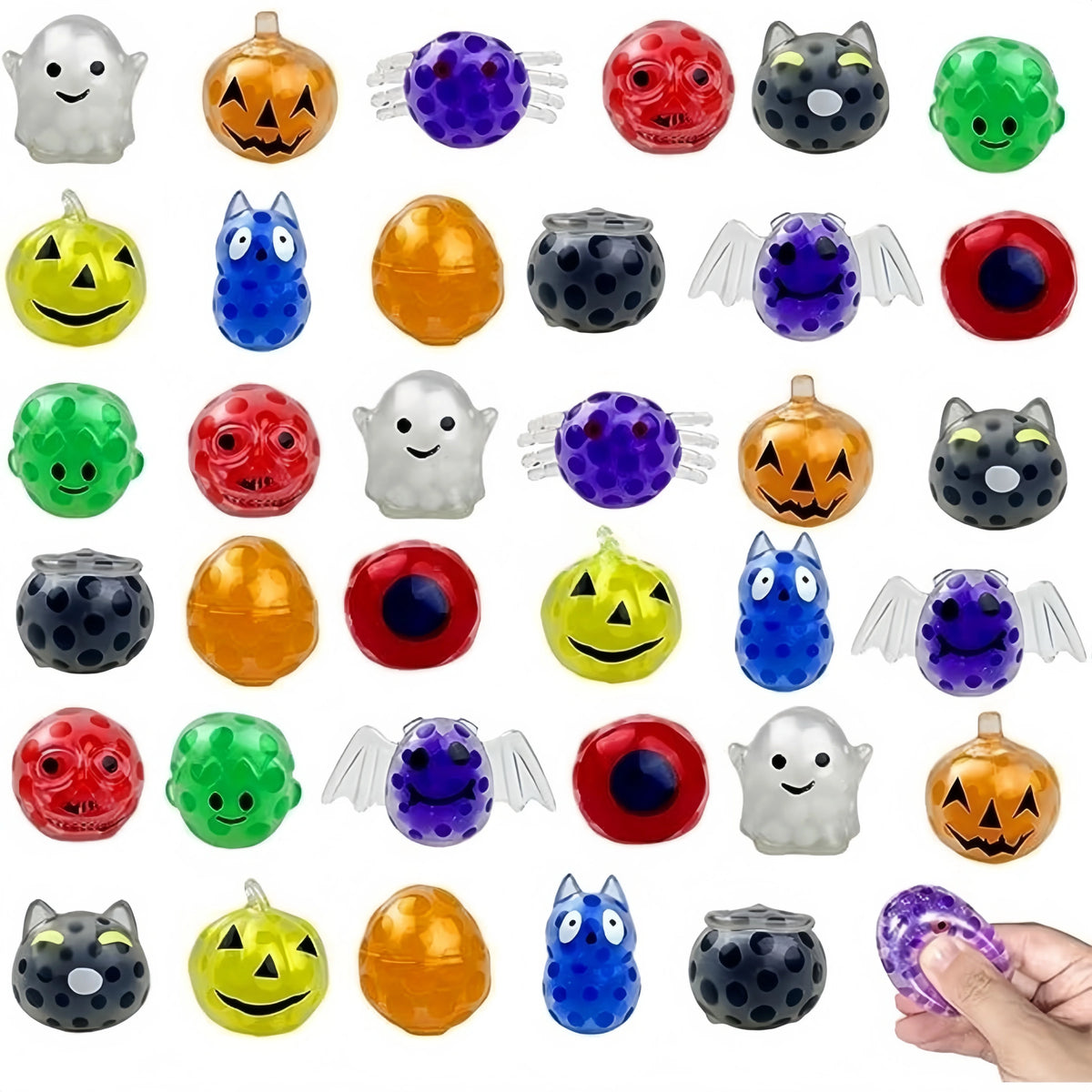 5-30Pcs Cute Halloween Squeeze Stress Relief Ball for Halloween Party Favors Birthday Gifts Bag Fillers