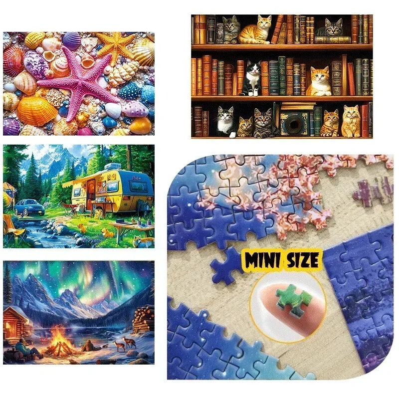 Micro Puzzle Puzzle 1000 Pieces Mini Landscape World Famous Painting Paper Decompression Healing Creative Educational Toy Puzzle