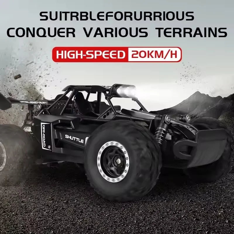 Alloy Remote Control Car, All-Terrain Electric Toy Car, 1:16 Scale Model Car, 2.4GHz R/C Off-Road Vehicle, Top Speed 20 Km/h, with Headlights and Shock Absorbers, Suitable as a Birthday Gift for Boys over 3 Years Old