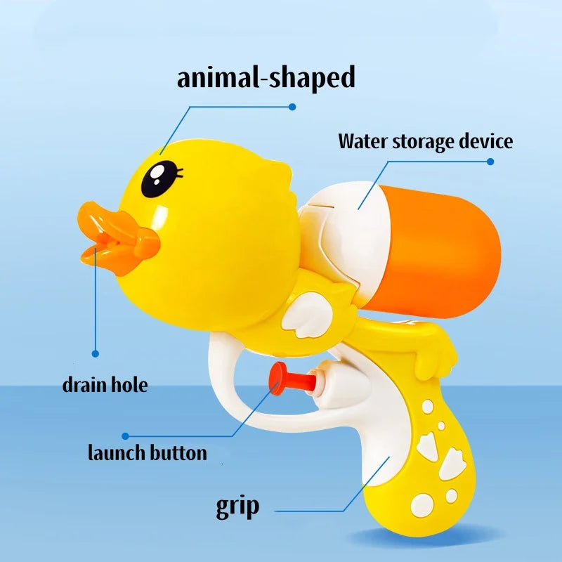 Summer Beach Water Gun Cute Yellow Duck Cartoon Water Blaster Outdoor Pool Water Fight Physics Science Education Gift for Adults