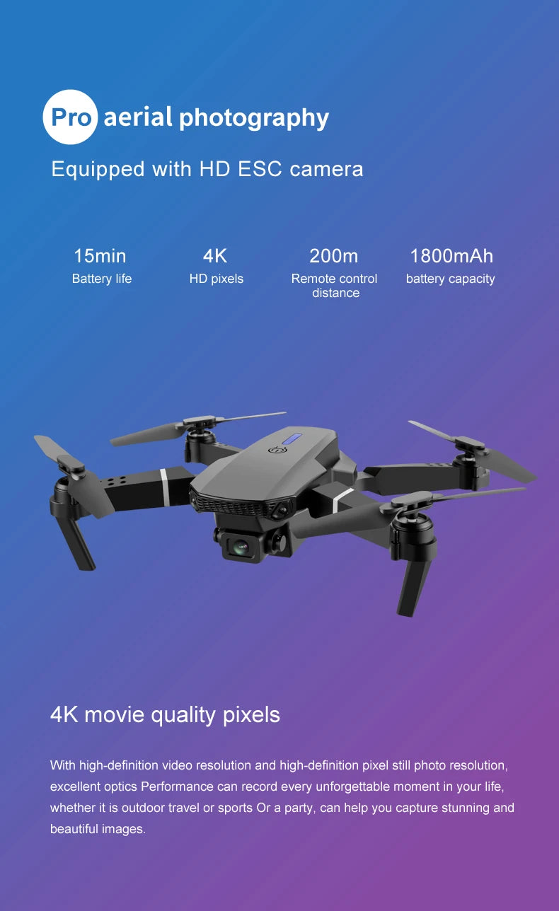 Brushless Motor Foldable Drone Optical Flow Drone 360° Rolling Trajectory Flight Headless Mode Speed Adjustment APP Control Drone