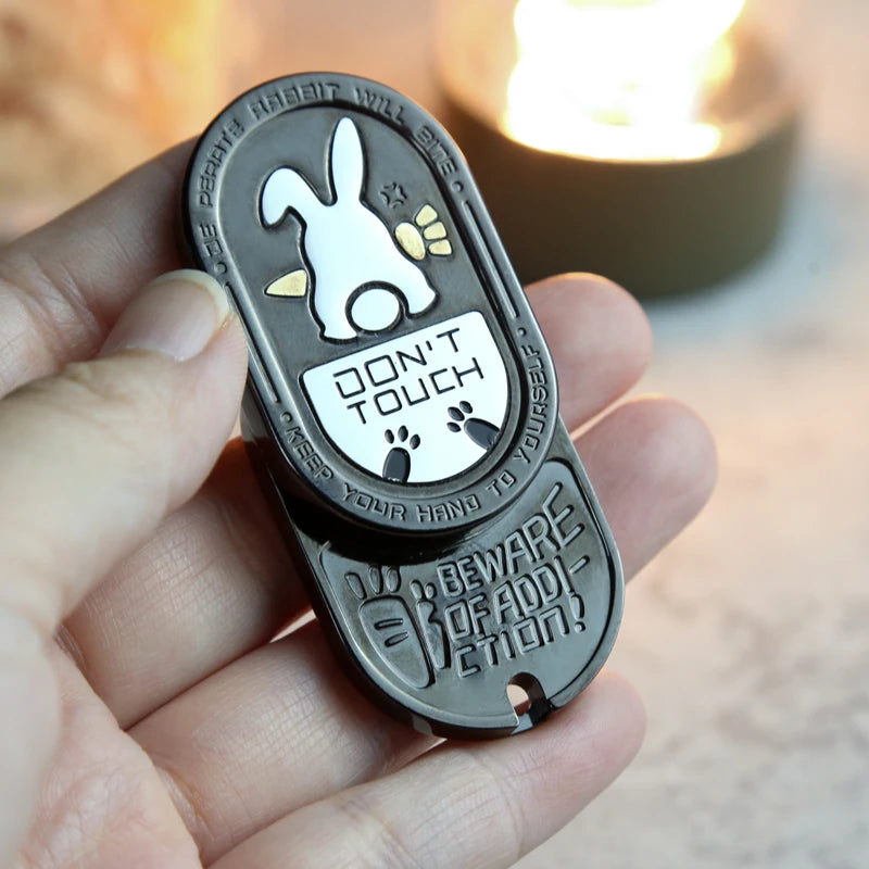 Metal EDC Fidget Slider with Cartoon Rabbit Pattern, Adult Portable Stress Relief Toy for ADHD and Anti-Anxiety, Gifts For Men