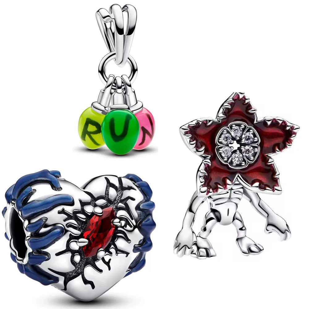 New Red Monster Flower Charm Bracelet 925 Sterling Silver Beaded DIY 2026 Trendy Fine Jewelry Adjustable Hypoallergenic