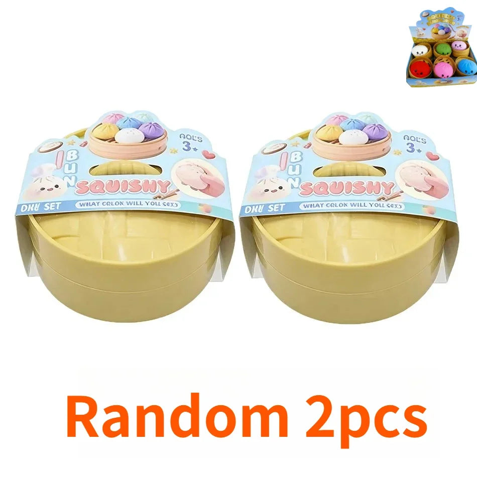 Colorful Dumpling Squishes Stress Balls Cha Siu Bao Slow Rebound Decompression Toys Feel Good Squishy Stress Relief Gifts 10cm