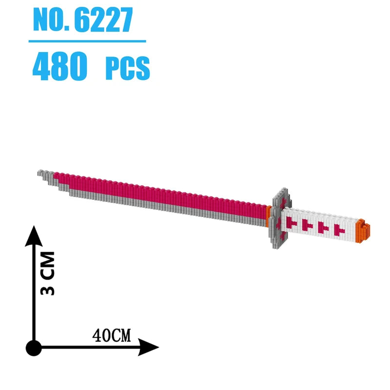 480Pcs Samurai Sword Building Blocks Ninja Blade Katana Japanese Anime Butterfly Nichirin Knife Bricks Toys For Children Adult