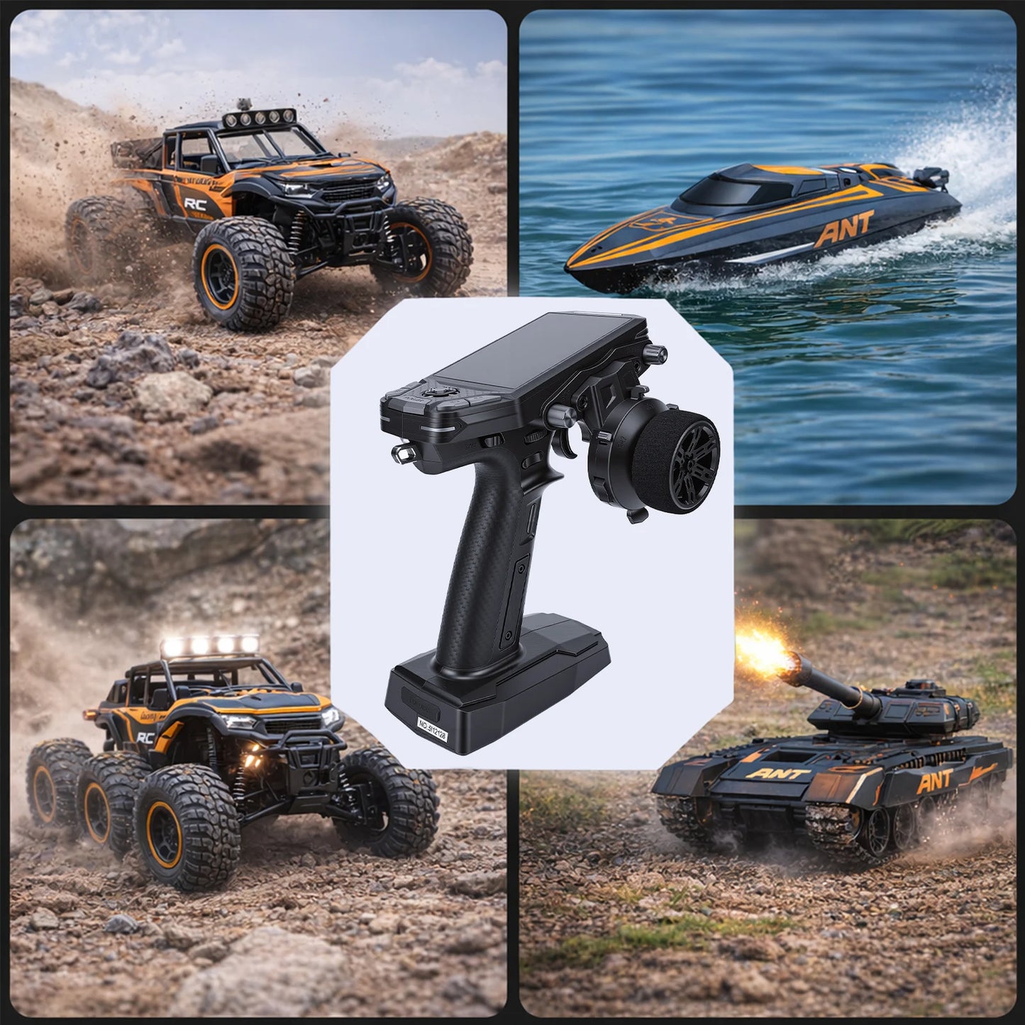 NEW RC Transmitter with Receiver Black 3.5 Inch Color Display 2.4G 11 Channel RC Transmitter with Dual Antennaes for RC Car Boat