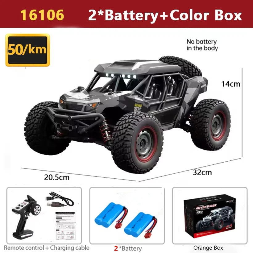 SCY 1:16 4WD RC Car 70KM/H Or 50KM/H With LED Light 2.4G Remote Control Cars High Speed Drift Monster 4x4 Truck for Children Gif