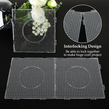 5mm Fuse Beads Pegboards Large Plastic Bead Pegboard Fuse Beads Boards with Beads Square Peg Boards Kit for Kids DIY Craft Beads