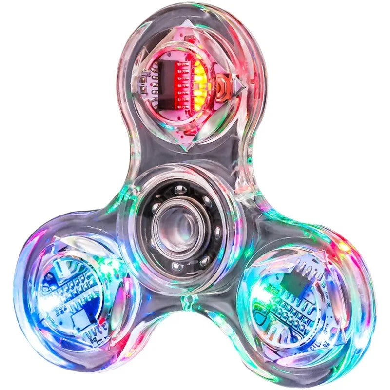 LED Colorful Light Fidget Spinner Transparent Luminous Hand Spinner Fingertip Gyroscope Finger Stress Relief Toys Gifts