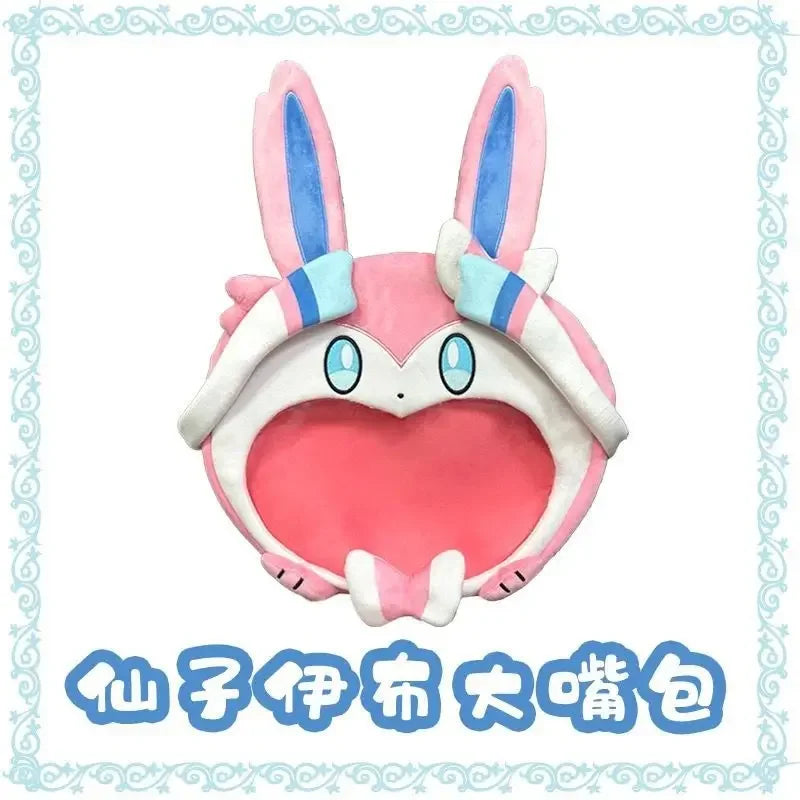 Fairy Type Sylveon Plush Ita Bag Kawaii Clear Window Pin Badge Display Adjustable Strap Backpack for Anime Fans Gift Collection