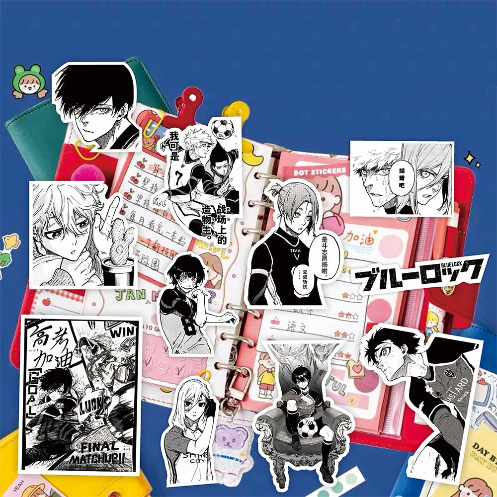 10/30/70pcs BLUE LOCK Football Anime Stickers Cool Black and White Cartoon Graffiti Sticker Decals for Phone Skateboard Notebook