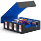 Trading Card Storage Box with Display; 4-Row Deck Case with Removable Lid; 2400+ Deck Box for with Removable Cover; Card Case Fits Magic TCG PTCG Sports Cards