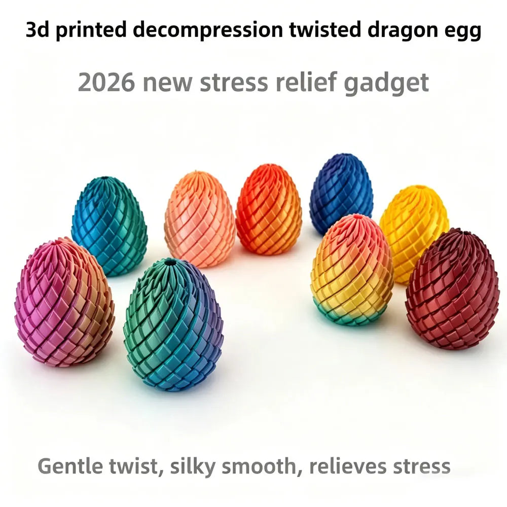 3D Printed Dragon Egg Stress Relief Model, Deformable Twist Egg, Creative Fidget Toy Desk Ornament