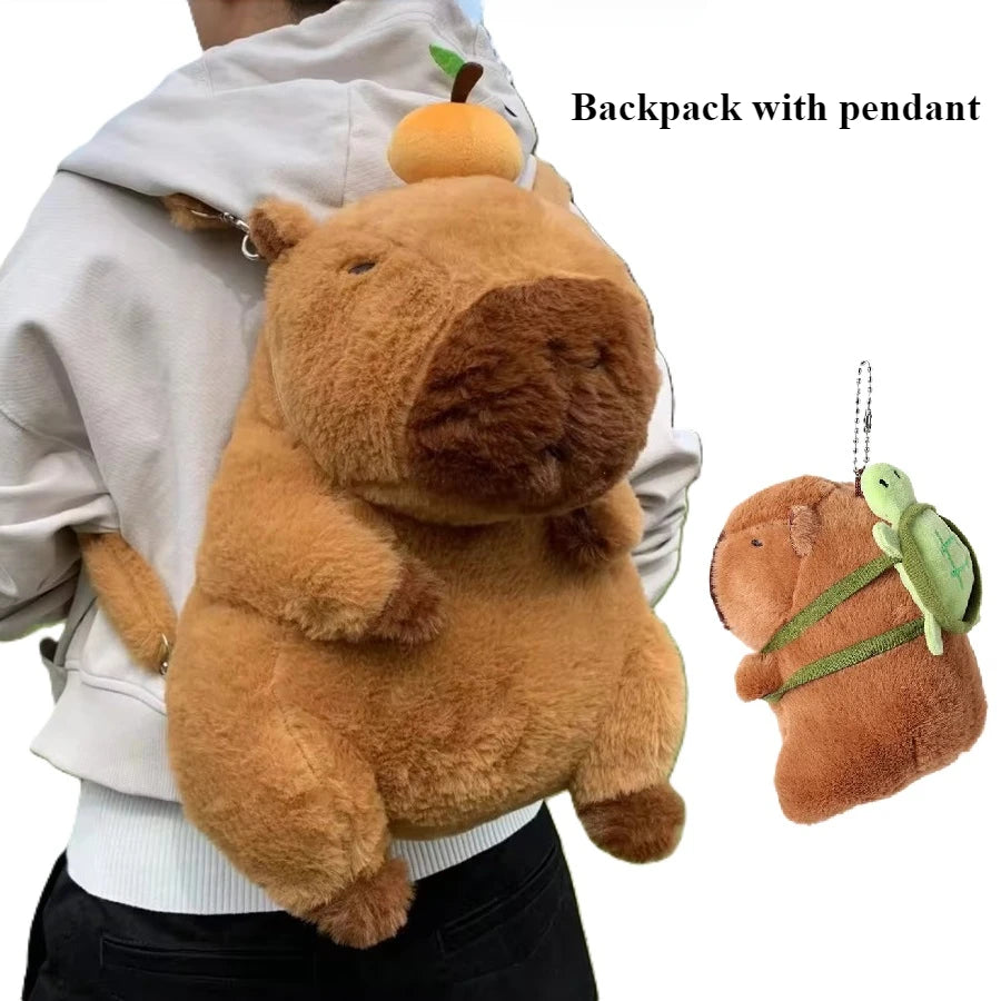 Capybara Plush Backpack Kawaii Fashion Plushie Doll Fur Pendant Children's Shoulder Bag Mini Knapsack Bags Gifts For Girlfriend